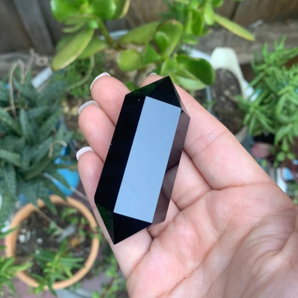 Small Double Terminated Black Obsidian Point